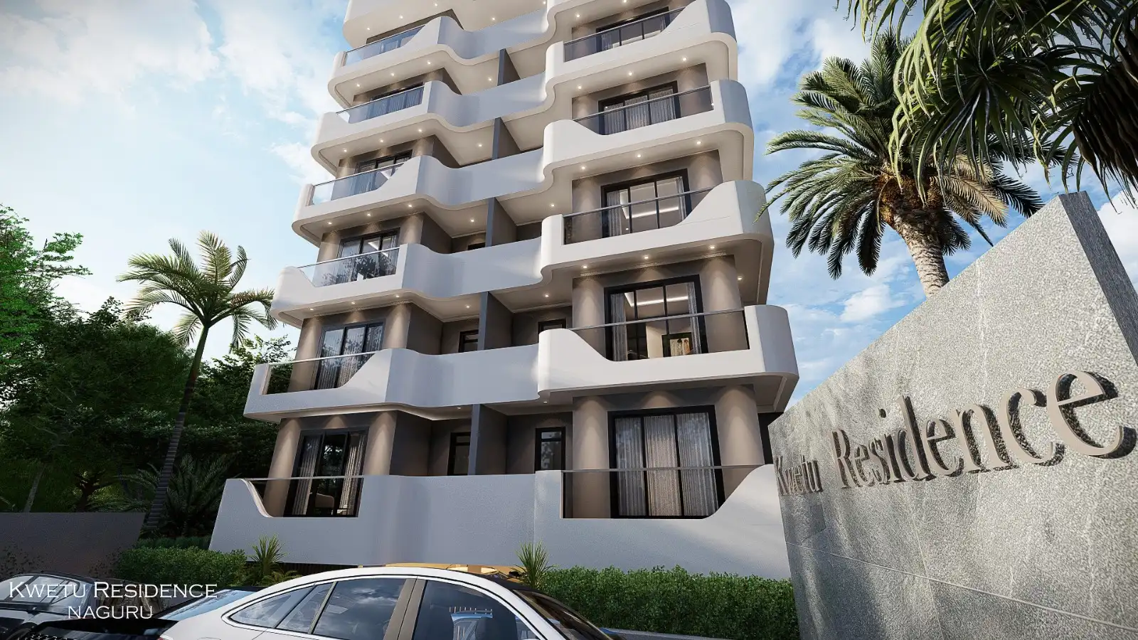 Kwetu Residence, Naguru — architectural rendering of the entrance elevation